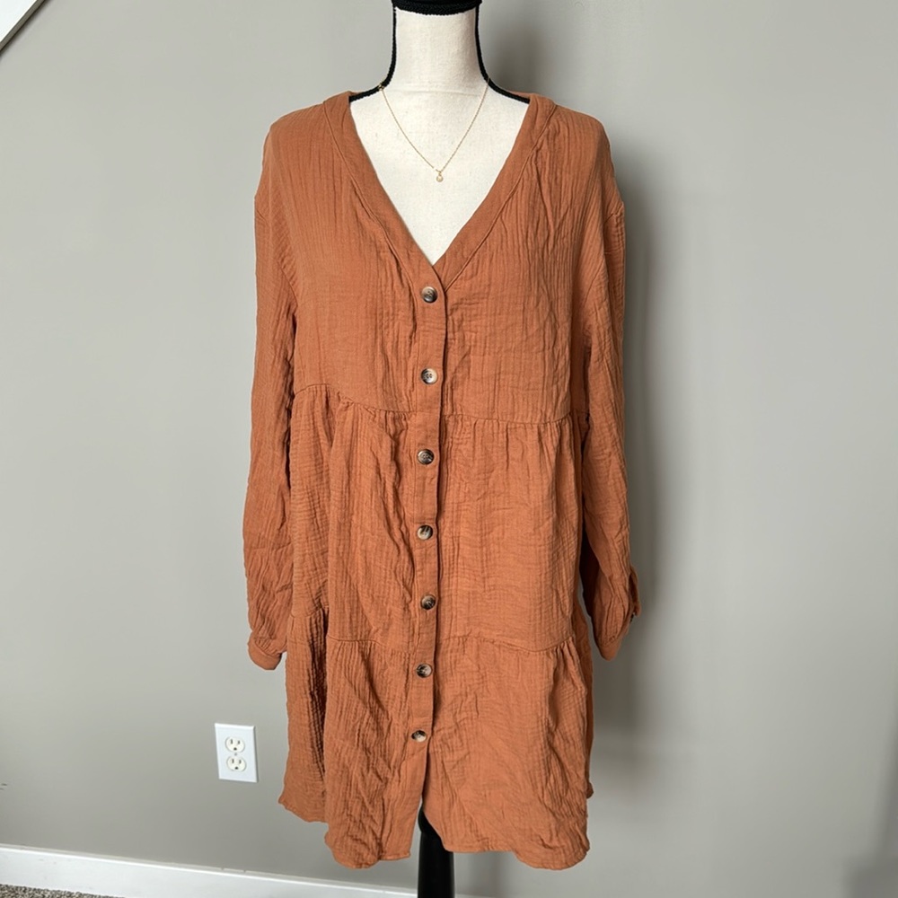 NWOT - SHEIN Maternity Lantern Sleeve Ruffle Hem Smock Dress